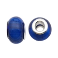 Dark blue resin bead with crystal rhinestones and silver core for DIY bracelets - Double Texture Glass Style (13111) / 1 Piece (13mm) / Dark Blue