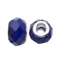 Dark blue faceted resin bead with silver metal core for DIY charm bracelets - Multi-Faceted Cutting Style (13113) / 1 Piece (13mm) / Dark Blue