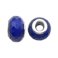Dark blue faceted resin charm bead with silver metal core for DIY bracelets - Faceted Matte Style (13115) / 1 Piece (13mm) / Dark Blue
