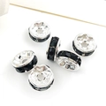 Silver alloy spacer beads with black crystal rhinestones for DIY jewelry making - 8mm / Black Rhinestone Spacer Bead
