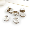 6mm silver rondelle spacer beads with amber rhinestones for DIY jewelry bracelet making - 8mm / Champagne Rhinestone Spacer Bead
