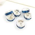 Deep blue crystal rondelle spacer beads with silver-plated finish for DIY jewelry making - Dark Blue Rhinestone Spacer Bead