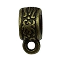 Perle à large trou en alliage de bronze antique avec motif en relief pour création de bijoux - Bélière Tube Gaufrée (20664)
