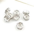 Silver plated rondelle spacer beads with sparkling crystals for DIY jewelry making - White Rhinestone Spacer Bead
