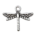 Antique silver finish dragonfly charm pendant for DIY handmade jewelry crafting - Realistic Texture Dragonfly (7211)