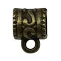 Connecteur tube en bronze antique avec motif en relief pour création de bijoux DIY - Bélière à Volutes en Relief (20667)