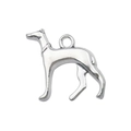Antique silver greyhound dog pendant charm for DIY necklaces and keychains - Greyhound Athletic Pose Style (9807)