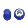Dark blue resin charm bead with silver metal core for DIY bracelet making projects - Pandora Style (13120) / 1 Piece (13mm) / Dark Blue