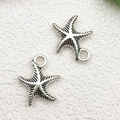 Pair of antique silver starfish charms for DIY jewelry making and handicraft - Starfish Style (2356) / 1 Piece (14x17mm) / Antique Silver