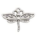 Vintage silver dragonfly alloy pendant for DIY jewelry making with intricate wing textures - Scroll Ornament Dragonfly (10367)