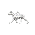 Antique silver Dalmatian dog charm with textured spots and integrated hanging ring - Realistic Dalmatian Style (9808)