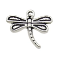 Silver alloy dragonfly pendant with vintage finish for DIY jewelry necklaces and bracelets - Vintage Texture Dragonfly (17372)