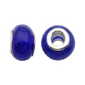 Dark blue resin bead with shimmering glitter and large silver metal core for DIY bracelets - Crackle Style (13122) / 1 Piece (13mm) / Dark Blue