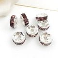 Silver spacers with purple rhinestones for DIY jewelry making 6mm 8mm crystal bead - Purple Rhinestone Spacer Bead