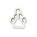 Antique silver paw print charm pendant in hollow metal for DIY jewelry and keychains - Bear Paw Style (9811)