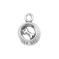 Antique silver alloy dog bowl charm with bone relief and Top Dog engraving for DIY jewelry - Dog Bowl Lettering Style (9812)