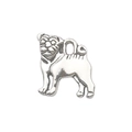 Antique silver alloy pug dog pendant for DIY necklaces and keychains accessory - Realistic Pug Style (9813)