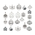 Set di 18 ciondoli a forma di fiore di loto yoga argento antico per gioielli fai da te - Set Loto Yoga (SN0040) / Argento Antico (10 Stili 20 pezzi)