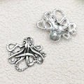 Silver vintage octopus pendants in alloy for DIY jewelry bracelet and necklace making - Small Octopus Style (7229)
