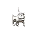 Antique silver bulldog animal pendant charm with ring for DIY jewelry making - Bulldog Style (10368)