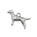 Antique silver dog charm pendant with detailed fur texture for DIY necklaces - Standing Dog Style (11299)