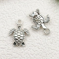 Polished silver turtle charms for DIY bracelets and jewelry making crafts - Sea Turtle Style (8568)