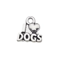 Antique silver I Love Dogs charm pendant for DIY bracelets and necklaces jewelry making - I Love Dogs Lettering Style (15563)