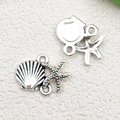 Silver-plated starfish and shell alloy charms for DIY necklaces and ocean-themed jewelry - Shell Starfish Connector Style (9041)