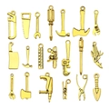 20pcs golden alloy hardware tool charms set including wrench and saw for DIY jewelry - Mixed Gold (SN900)
