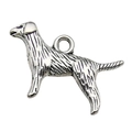Antique silver dog pendant charm for DIY jewelry making in a standing Labrador retriever pose - Animal Dog Shape Pendant (11299) / 23x17mm