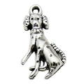 Antique silver dog pendant charm for DIY jewelry making with realistic texture - Animal Dog Shape Pendant (11300) / 11x21mm