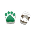 Perle de patte d'animal en émail vert et finition argentée pour bracelet DIY - Style Patte d'Ours (13202) / 1 Pièce (10mm, Trou 4mm) / Vert