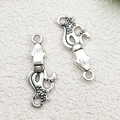 Silver alloy ocean squid charm with dual connecting rings for DIY jewelry making - Octopus Style (10358)