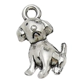 Antique silver dog charm pendant with intricate metallic details for DIY jewelry making - Small Dog Shape Pendant (11314) / 11x15mm