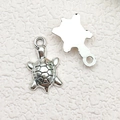 Tibetan silver sea turtle charm for DIY jewelry making with realistic shell textures - Turtle Style (10359)