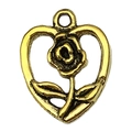 Antiker goldener herzförmiger Rosenanhänger für DIY-Schmuck und Vintage-Accessoires - Herzförmiger hohler Rosenstil