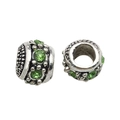 Perles vintage argentées avec gemmes vertes et texture pour création de bijoux DIY - Style Perle Strass 1 (13270) / 1 Pièce/Paquet (9x11mm) / Vert