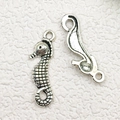 Silver-finished seahorse charms for DIY jewelry making with detailed metal scales - Seahorse Style (10360)