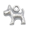 Silver Scottish Terrier pendant charm with detailed metal texture for DIY jewelry making - Line Dog Pendant (9809) / 12x14mm