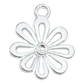 Polished silver alloy sunflower pendant for DIY necklaces and bracelets with ring hook - Hollow Flower (20444)