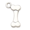 Silver alloy bone-shaped pendant with polished finish for DIY jewelry and keychains - Dog Bone Style (9810) / 11x17mm