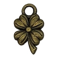 Antique bronze four leaf clover alloy pendant with textured petals for DIY jewelry - Four Leaf Clover