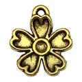 Vintage antikgoldener Anhänger in Blumenform mit Herz-Detail für DIY-Schmuckherstellung - Kirschblüten-Stil