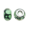 Perle en résine verte avec motif léopard noir et noyau en métal pour bijoux DIY - Style Cœur (13125) / 1 Pièce (13mm, Trou 5mm) / Vert