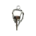 Polished silver bird skull pendant in vintage zinc alloy for gothic necklace DIY crafts - 14x30mm Style (15552)