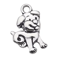 Silver alloy puppy dog charm pendant for DIY necklace bracelet making and keychains - Dog Shape Pendant (15565) / 11x17mm