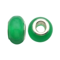 Perle de charme verte en résine avec noyau en argent pour création de bijoux - Style Œil de Chat (13126) / 1 Pièce (13mm, Trou 5mm) / Vert