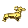 Golden dachshund dog pendant accessory for DIY bracelets and necklaces with glossy finish - Dachshund Dog Style (20553)
