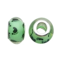 Perle en résine verte à large trou avec empreintes noires pour bracelets DIY charms - Style Empreinte (13127) / 1 Pièce (13mm, Trou 5mm) / Vert