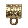 KC gold alloy bail tube bead with textured pattern and loop for charm bracelets - 11x8mm Textured Pattern (20656) / 1 Piece/Pack / Gold